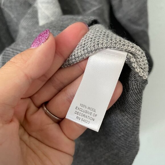 Banana Republic Gray 100% Wool Argyle Full Zip Sweater Men's Size Small Office - Picture 4 of 9